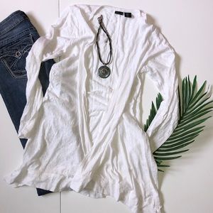 Tahari White Linen open front Cardigan